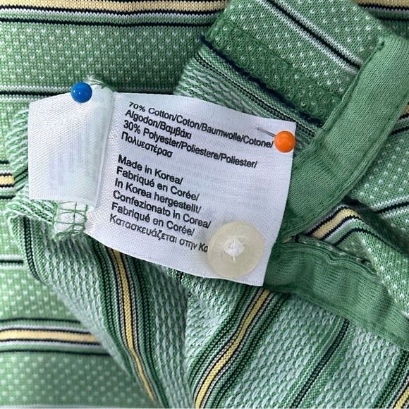 Brooks Brothers Prosport Mens Polo Shirt XL Green‎ Yellow Striped Golf Collared - Picture 8 of 9